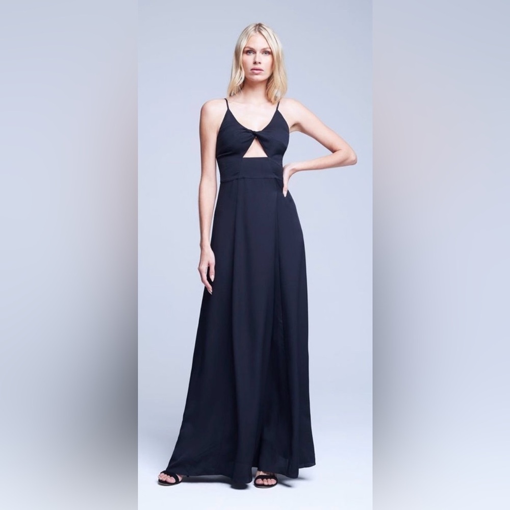 L'AGENCE Black Cut Out Halter Cocktail Dress